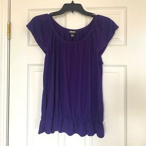 DKNY Top with Short-Sleeves Purple (Size M)